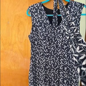 New Ann Taylor pleated navy blue and white dress.